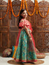 Pspeaches Girls Printed Cold-Shoulder Sleeves Ready to Wear Lehenga & Blouse With Dupatta (L-GREENREDMULTI)
