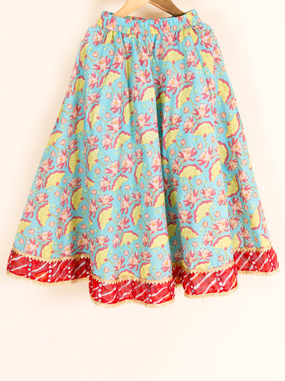 Girls Green & Pink Printed Ready to Wear Lehenga CholiGirls Green & Pink Printed Ready to Wear Lehenga Choli (L-Greenlotus)