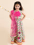 Girls Off White & Pink Printed Ready to Wear Lehenga & Blouse With Dupatta (L-Lotus)