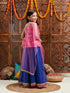 Pspeaches Girls Printed One Shoulder Ready to Wear Lehenga & Blouse With Dupatta (L-MAGENTAFOIL)