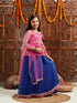 Pspeaches Girls Printed One Shoulder Ready to Wear Lehenga & Blouse With Dupatta (L-MAGENTAFOIL)