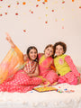 Girls Printed With Gotta Patti Ready to Wear Lehenga & Blouse With Dupatta (L-MAGENTAGREENFOIL)