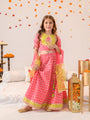 Girls Printed With Gotta Patti Ready to Wear Lehenga & Blouse With Dupatta (L-MAGENTAGREENFOIL)