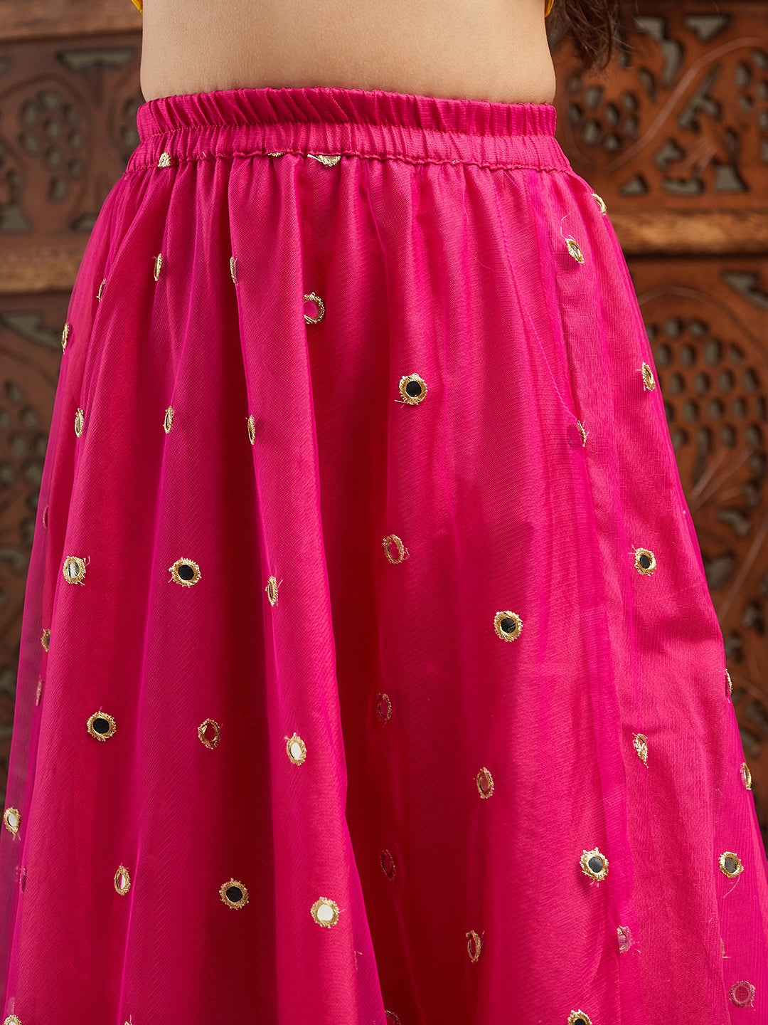 Pspeaches Girls Woven Design Ready to Wear Lehenga With Blouse & Dupatta (L-MAGENTAMIRROR)