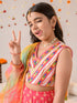 Girls Embellished Mirror Work Ready to Wear Lehenga Choli With Dupatta (L-MAGENTAOFFWHITE)