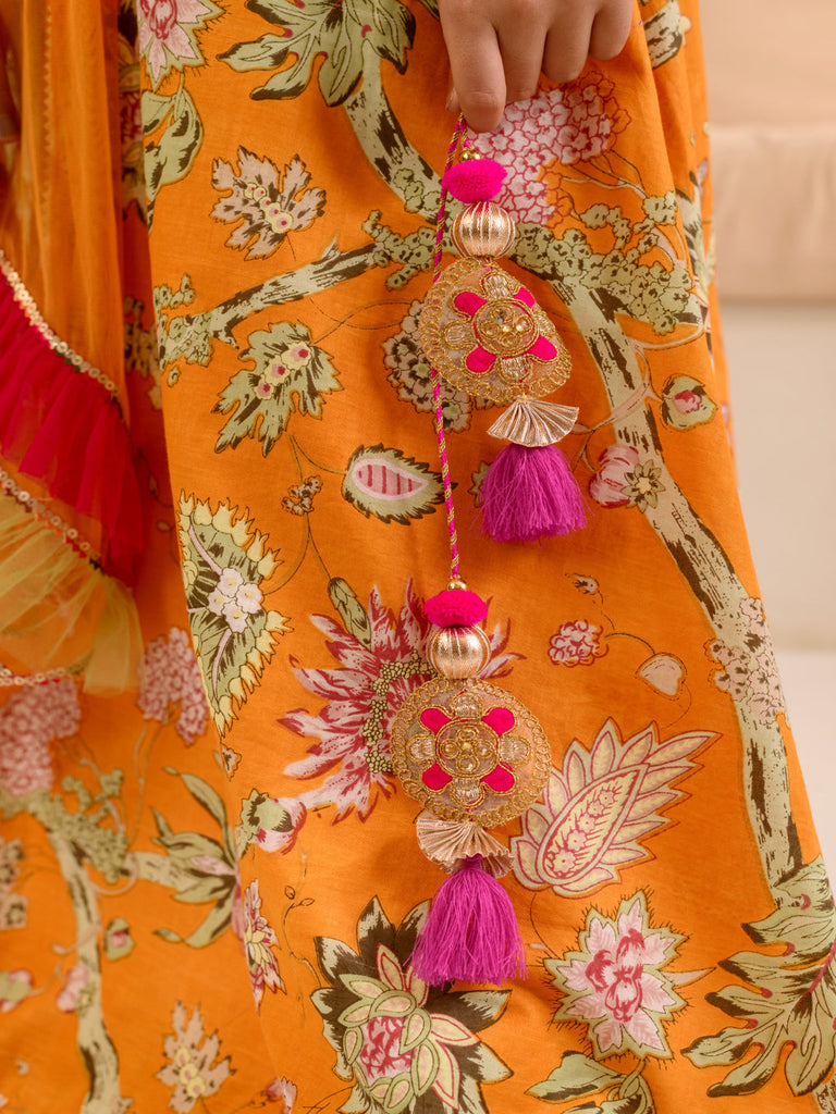 Girls Printed Ready To Wear Lehenga Choli With Dupatta (L-MAGENTASCHIFFLY)