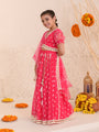 Girls Embroidered Thread Work Ready to Wear Lehenga & Blouse With Dupatta (L-MAGENTAWTBOOTI)
