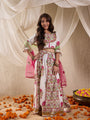Pspeaches Girls Cotton 3/4th Sleeves Round Neck Gota Pati Embellished Lehenga Choli Set with Dupatta for Girls (L-MAGJAALBOOTA)