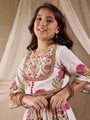 Pspeaches Girls Cotton 3/4th Sleeves Round Neck Gota Pati Embellished Lehenga Choli Set with Dupatta for Girls (L-MAGJAALBOOTA)