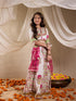 Pspeaches Girls Cotton 3/4th Sleeves Round Neck Gota Pati Embellished Lehenga Choli Set with Dupatta for Girls (L-MAGJAALBOOTA)
