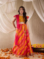 Pspeaches Girls Cotton Blend Sleeveless Round Neck Gota Pati Embellished Lehenga Choli Set with Dupatta for Girls (L-MULTIKOTAFOIL)
