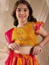 Pspeaches Girls Cotton Blend Sleeveless Round Neck Gota Pati Embellished Lehenga Choli Set with Dupatta for Girls (L-MULTIKOTAFOIL)