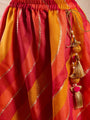 Pspeaches Girls Cotton Blend Sleeveless Round Neck Gota Pati Embellished Lehenga Choli Set with Dupatta for Girls (L-MULTIKOTAFOIL)