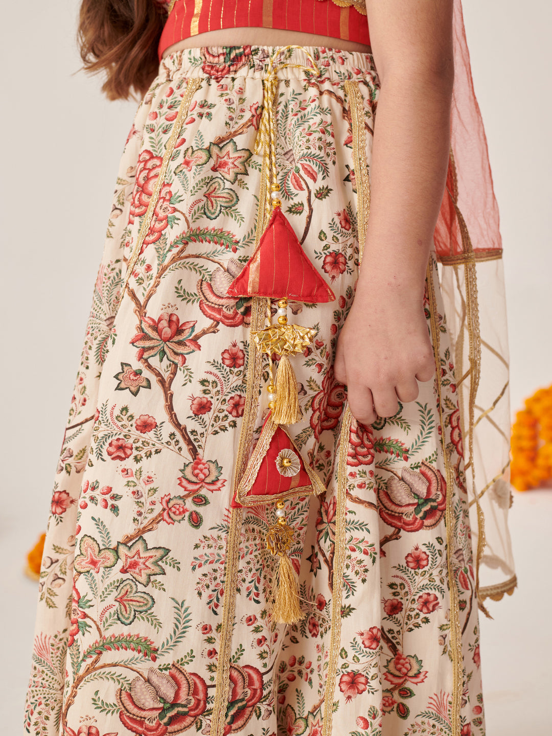 Girls Printed Ready To Wear Lehenga Blouse With Dupatta (L-MUSLINFLORAL)