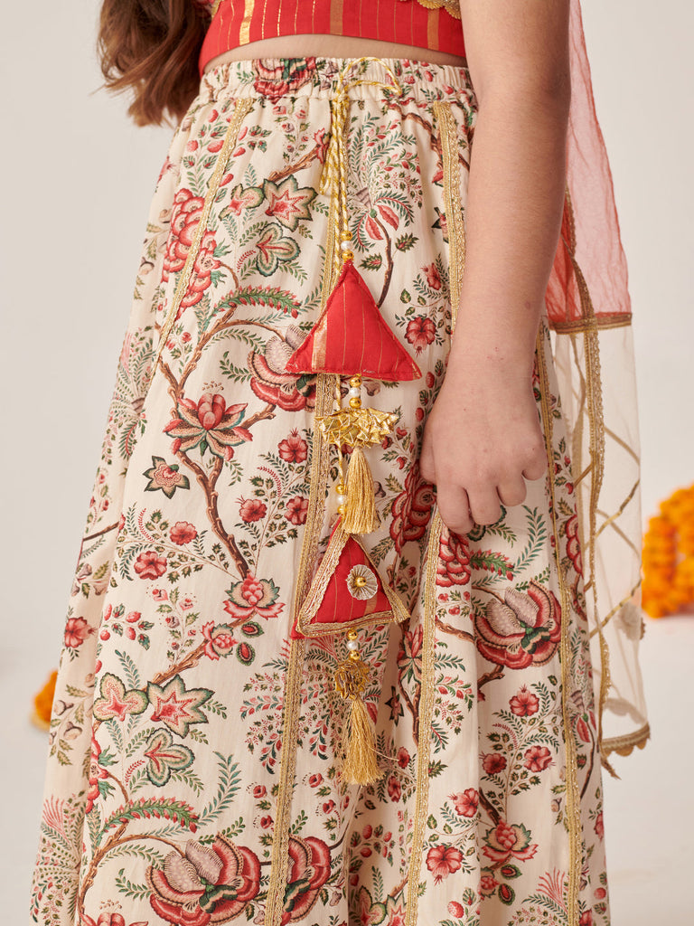 Girls Printed Ready To Wear Lehenga Blouse With Dupatta (L-MUSLINFLORAL)