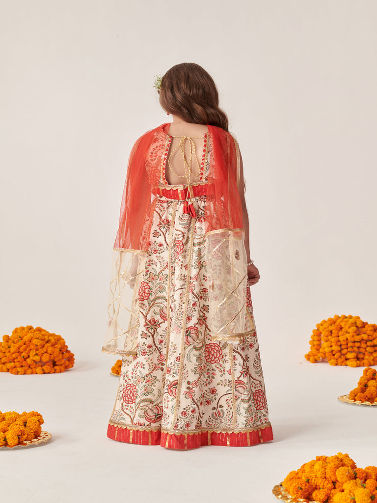 Girls Printed Ready To Wear Lehenga Blouse With Dupatta (L-MUSLINFLORAL)
