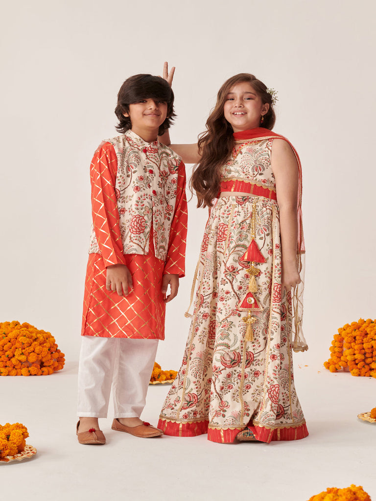Girls Printed Ready To Wear Lehenga Blouse With Dupatta (L-MUSLINFLORAL)