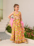 Girls Printed Sequinned Ready to Wear Lehenga Choli With Dupatta (L-MUSTARDPINKFLOWER)