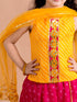 Girls Magenta & Yellow Embroidered Ready to Wear Lehenga & Blouse With Dupatta (L-Magentapatra)