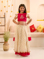 Girls Embroidered Thread Work Ready to Wear Lehenga & Blouse With Dupatta (L-OFFWHITEPINKSCHIFFLY)