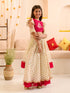 Girls Embroidered Thread Work Ready to Wear Lehenga & Blouse With Dupatta (L-OFFWHITEPINKSCHIFFLY)