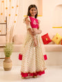 Girls Embroidered Thread Work Ready to Wear Lehenga & Blouse With Dupatta (L-OFFWHITEPINKSCHIFFLY)