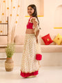 Girls Embroidered Thread Work Ready to Wear Lehenga & Blouse With Dupatta (L-OFFWHITEPINKSCHIFFLY)