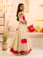 Girls Embroidered Thread Work Ready to Wear Lehenga & Blouse With Dupatta (L-OFFWHITEPINKSCHIFFLY)