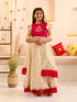 Girls Embroidered Thread Work Ready to Wear Lehenga & Blouse With Dupatta (L-OFFWHITEPINKSCHIFFLY)