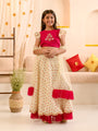 Girls Embroidered Thread Work Ready to Wear Lehenga & Blouse With Dupatta (L-OFFWHITEPINKSCHIFFLY)