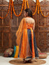 Pspeaches Girls Printed Sleeveless Ready to Wear Lehenga & Blouse With Dupatta (L-ORANGEBLUEBANDHNI)