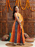 Pspeaches Girls Printed Sleeveless Ready to Wear Lehenga & Blouse With Dupatta (L-ORANGEBLUEBANDHNI)