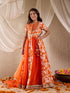 Girls Printed Ready To Wear Lehenga Blouse With Dupatta (L-ORANGEFLORAL)