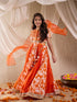 Girls Printed Ready To Wear Lehenga Blouse With Dupatta (L-ORANGEFLORAL)