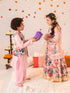 Girls Floral Printed Ready to Wear Lehenga Choli With Dupatta (L-PEACHBIGFLOWER)