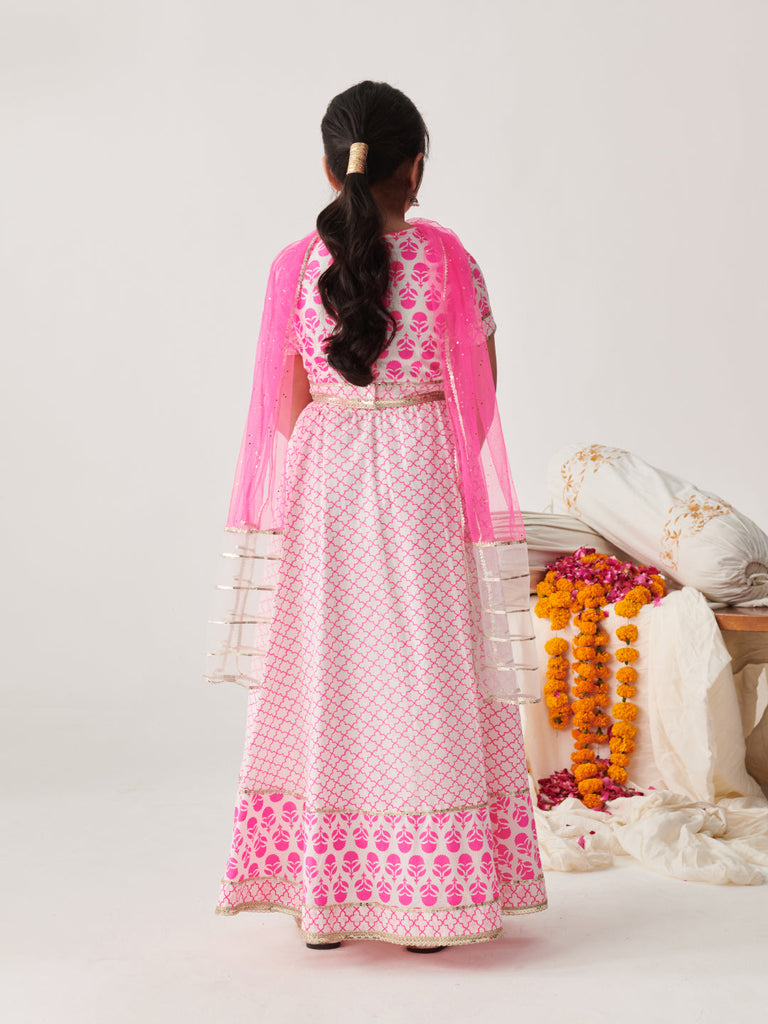 Girls Printed Ready To Wear Lehenga Blouse With Dupatta (L-PINKWTBOOTI)