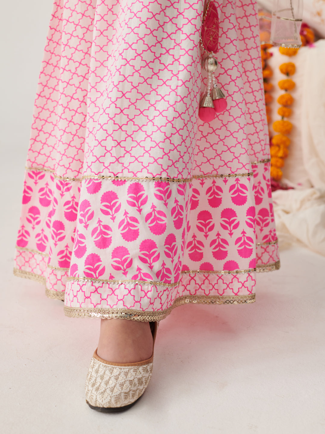 Girls Printed Ready To Wear Lehenga Blouse With Dupatta (L-PINKWTBOOTI)