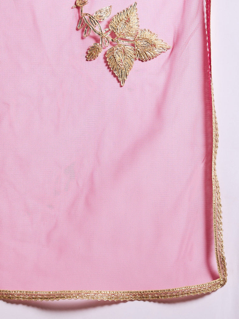 Pspeaches Girls Embroidered Ready To Wear Lehenga & Blouse With Dupatta (L-PURPLEBROCADE)