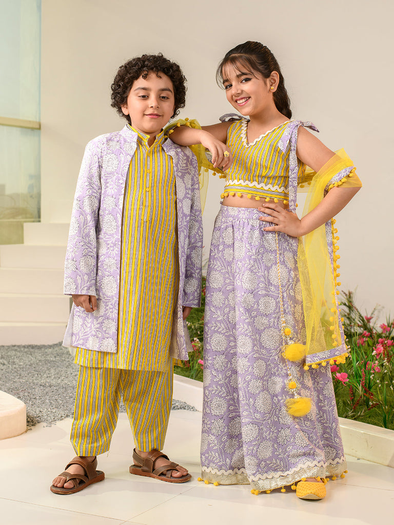 Girls Printed Ready to Wear Lehenga Choli With Dupatta (L-PURPLEJAAL)