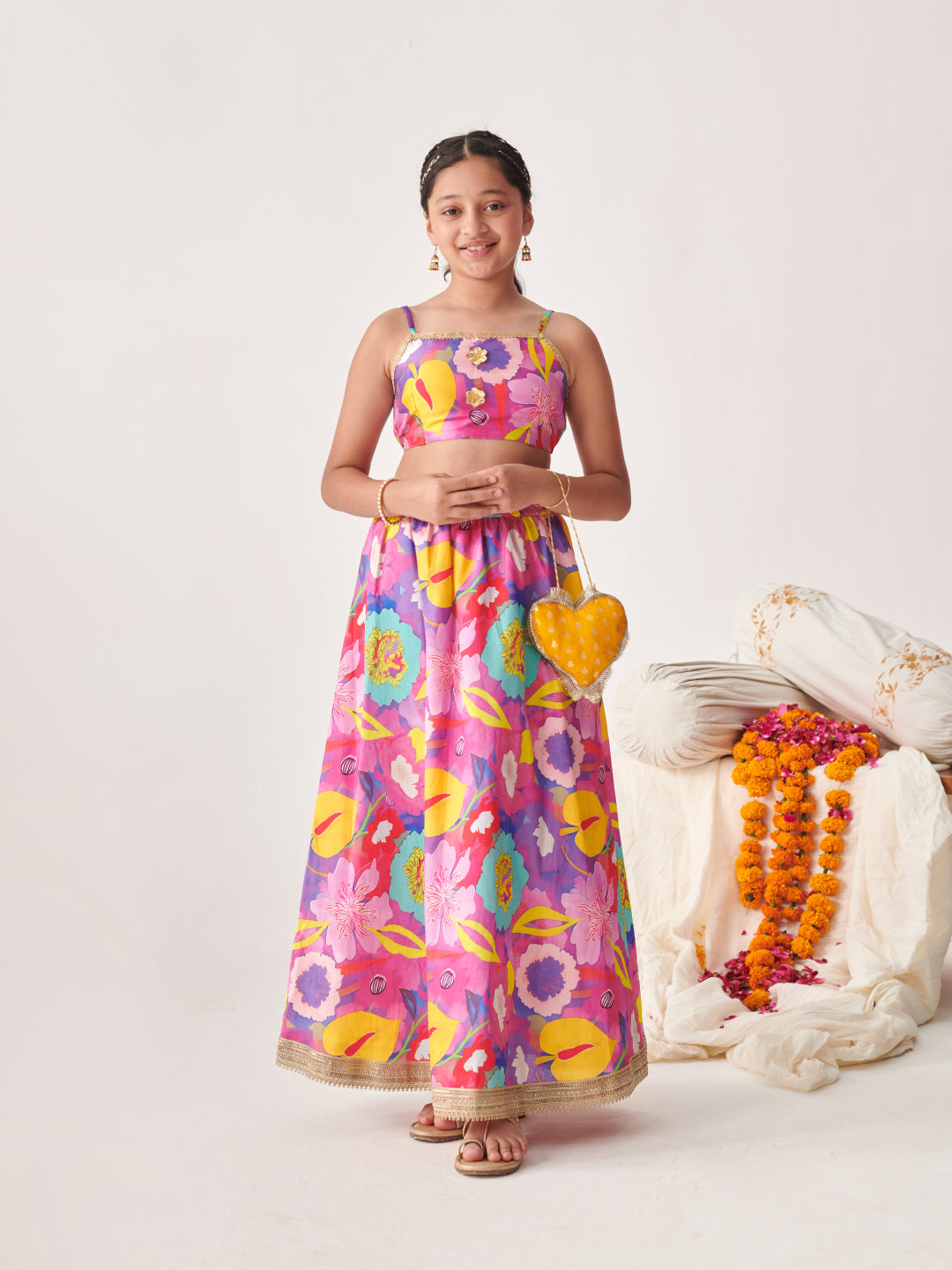 Girls Printed Ready To Wear Lehenga (L-PURPLEMULTIDUPION)