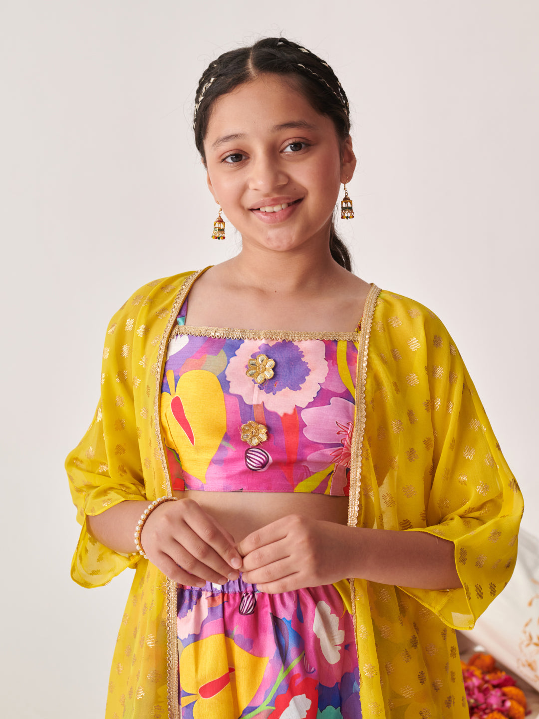 Girls Printed Ready To Wear Lehenga (L-PURPLEMULTIDUPION)