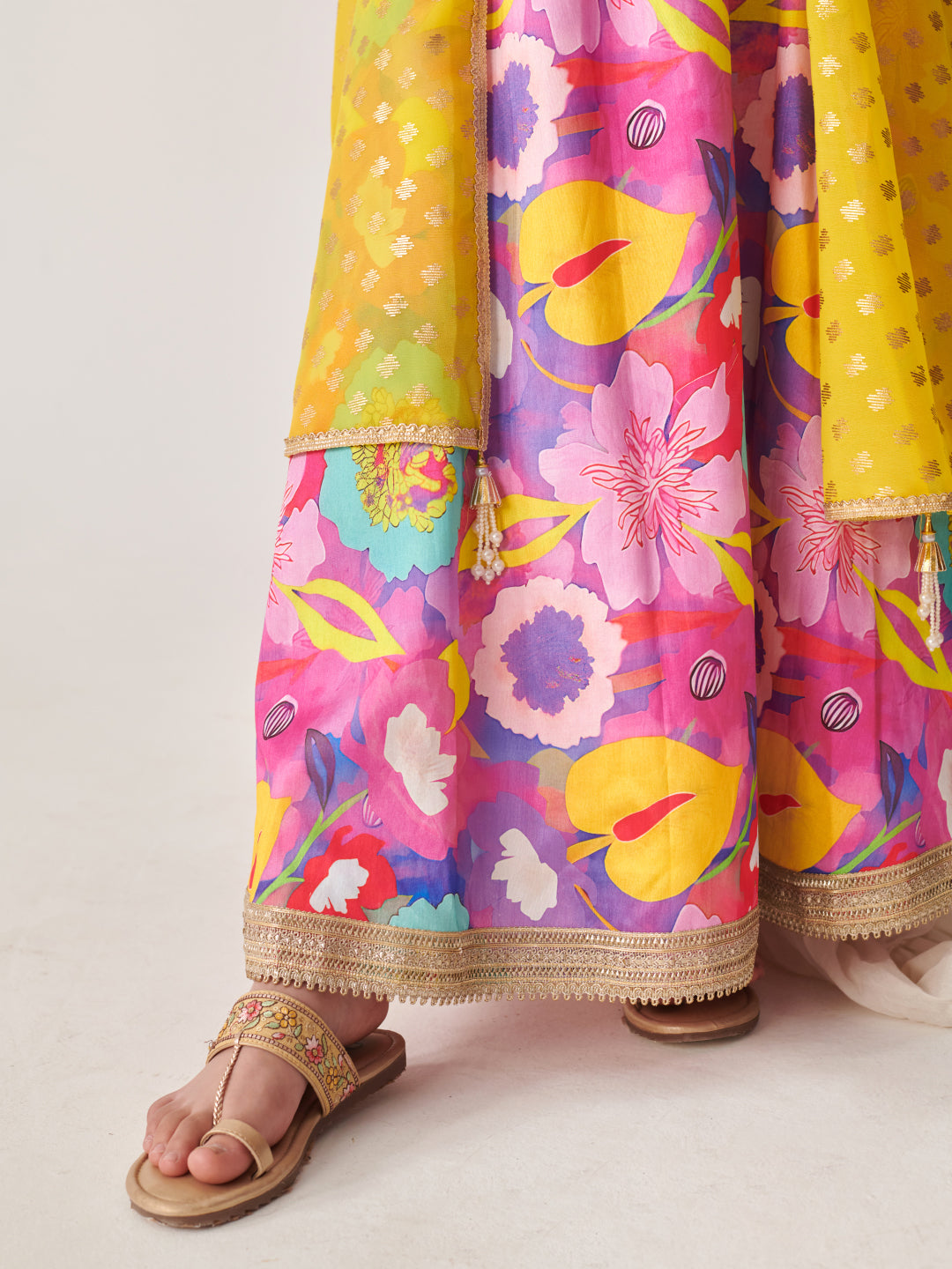 Girls Printed Ready To Wear Lehenga (L-PURPLEMULTIDUPION)