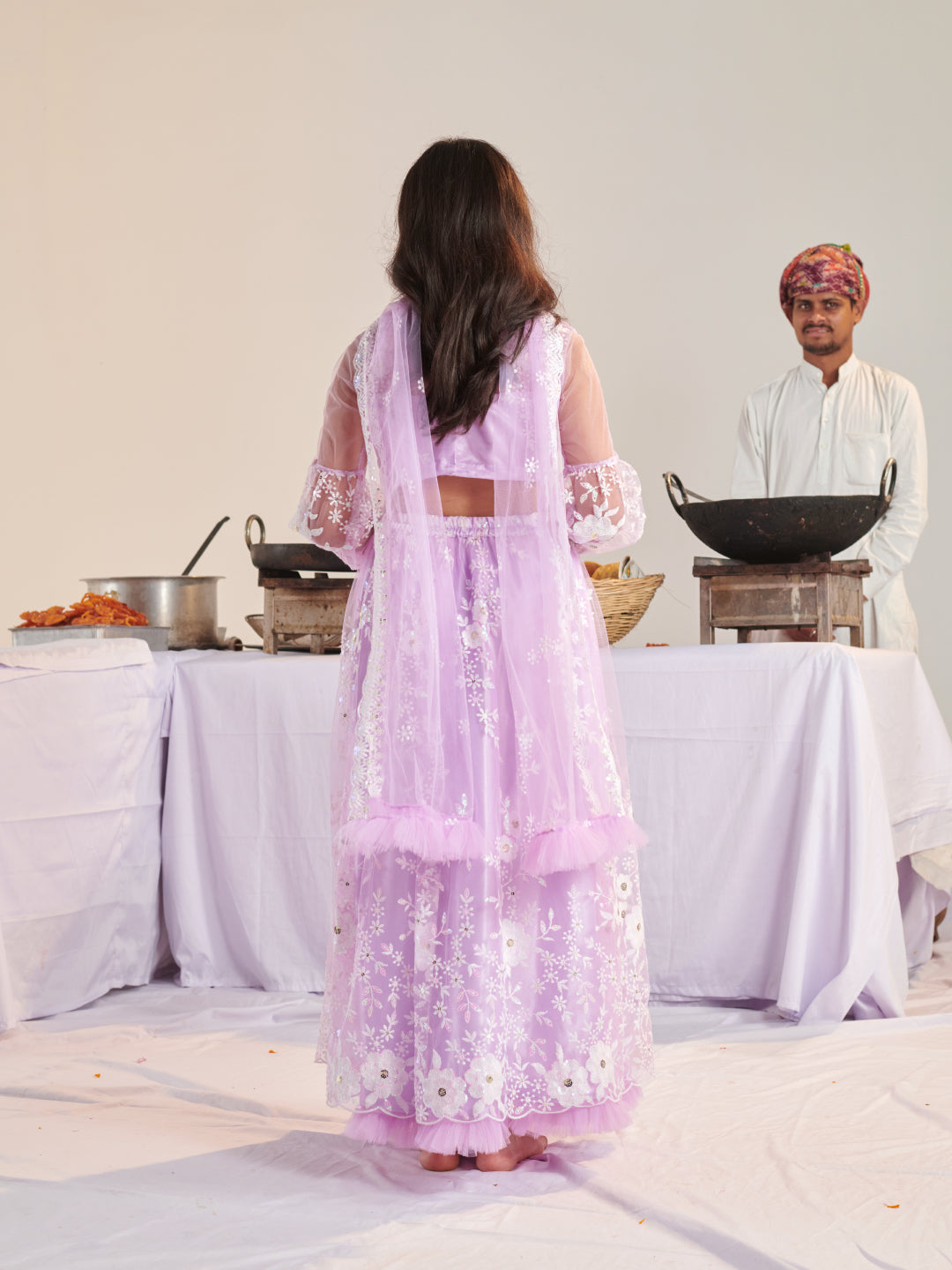 Girls Printed Ready To Wear Lehenga & Blouse With Dupatta (L-PURPLENETEMB)