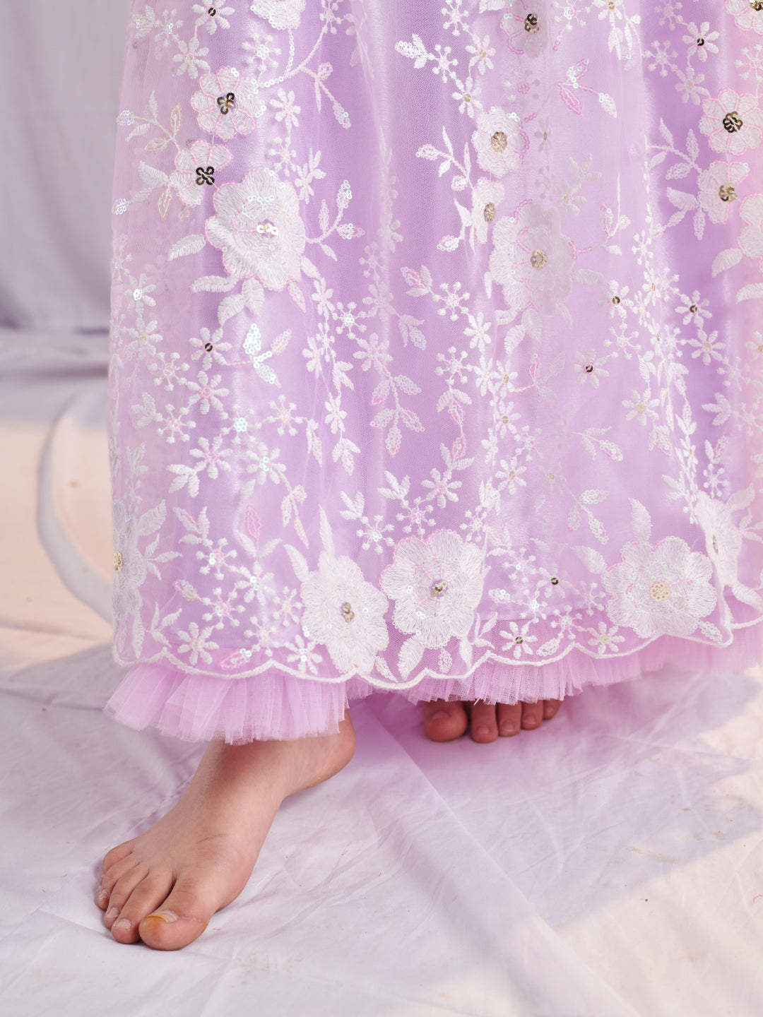 Girls Printed Ready To Wear Lehenga & Blouse With Dupatta (L-PURPLENETEMB)