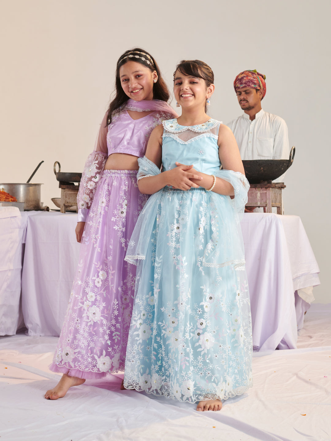 Girls Printed Ready To Wear Lehenga & Blouse With Dupatta (L-PURPLENETEMB)