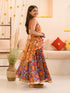Girls Floral Printed Ready to Wear Lehenga Choli With Over Coat (L-PURPLEORANGEFLOWER)