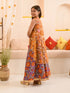 Girls Floral Printed Ready to Wear Lehenga Choli With Over Coat (L-PURPLEORANGEFLOWER)