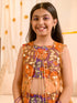 Girls Floral Printed Ready to Wear Lehenga Choli With Over Coat (L-PURPLEORANGEFLOWER)