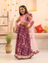 Girls Printed Ready to Wear Lehenga & Blouse With Dupatta (L-PURPLEPINKFLOWER)