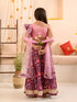 Girls Printed Ready to Wear Lehenga & Blouse With Dupatta (L-PURPLEPINKFLOWER)